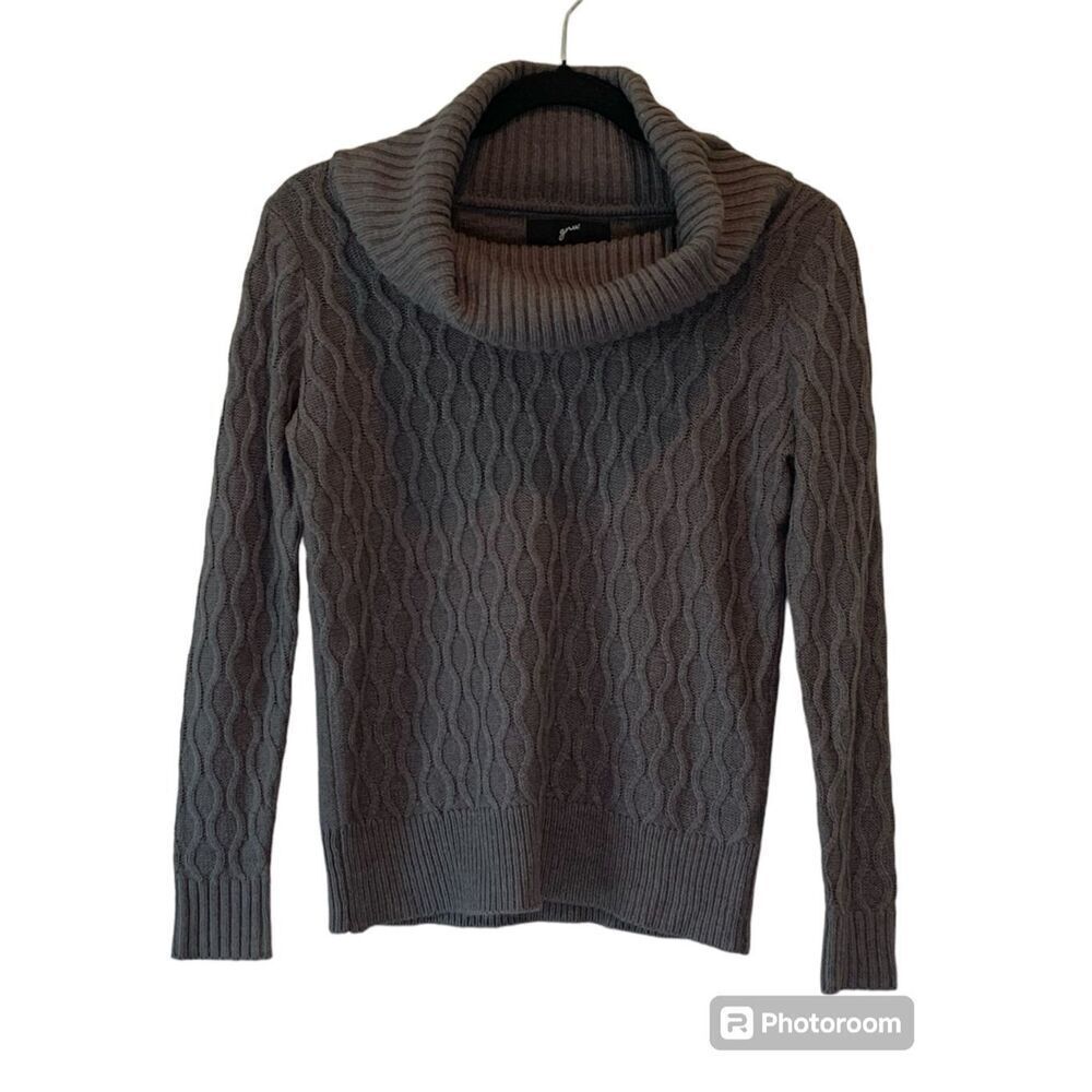 GNW Size Small Grey Cowl Neck Cable Knit Pull Over Sweater